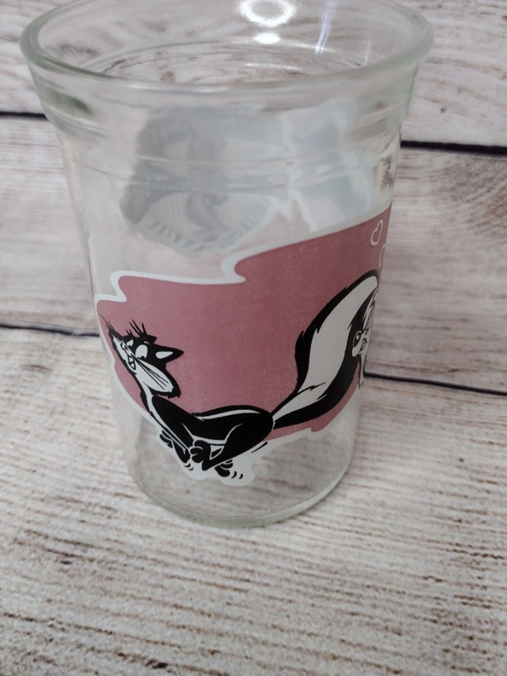 Cute Black & White Skunk Glass Cup with Pink Accent